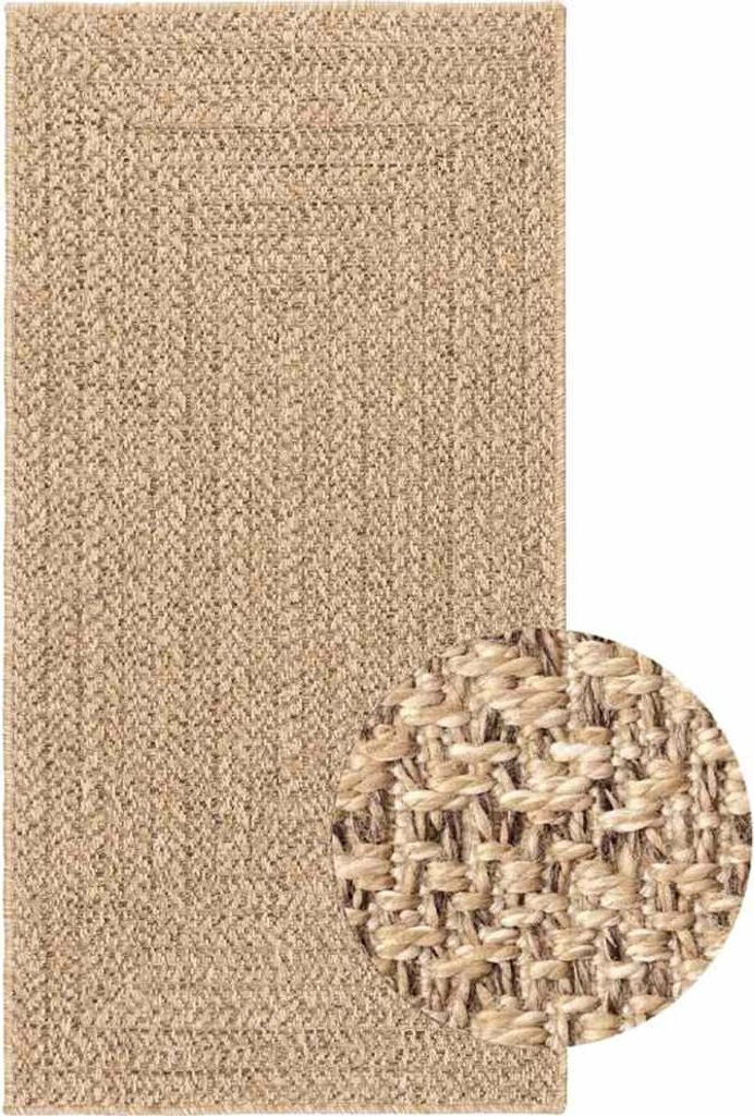 A braided rug with a close-up detail of its texture.