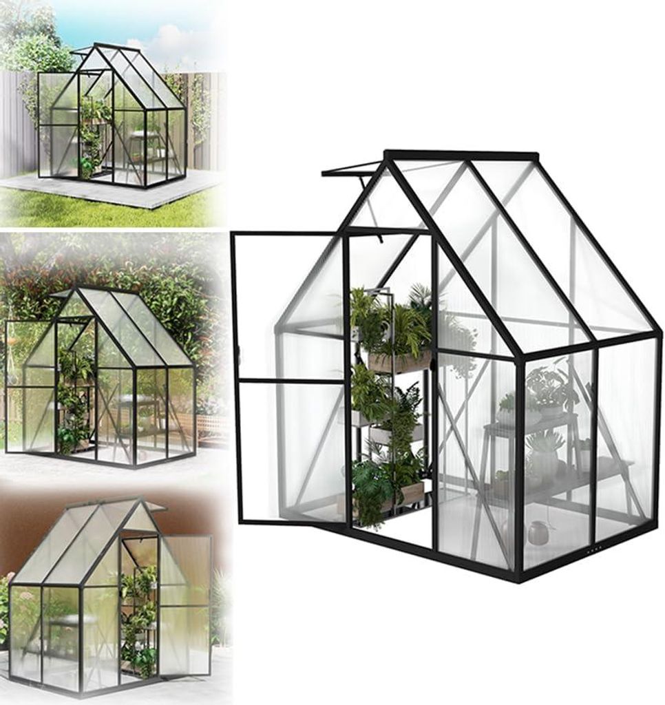 QEENTOE aluminium kas met fundering, 125x180x195 cm, kas Productafbeelding 