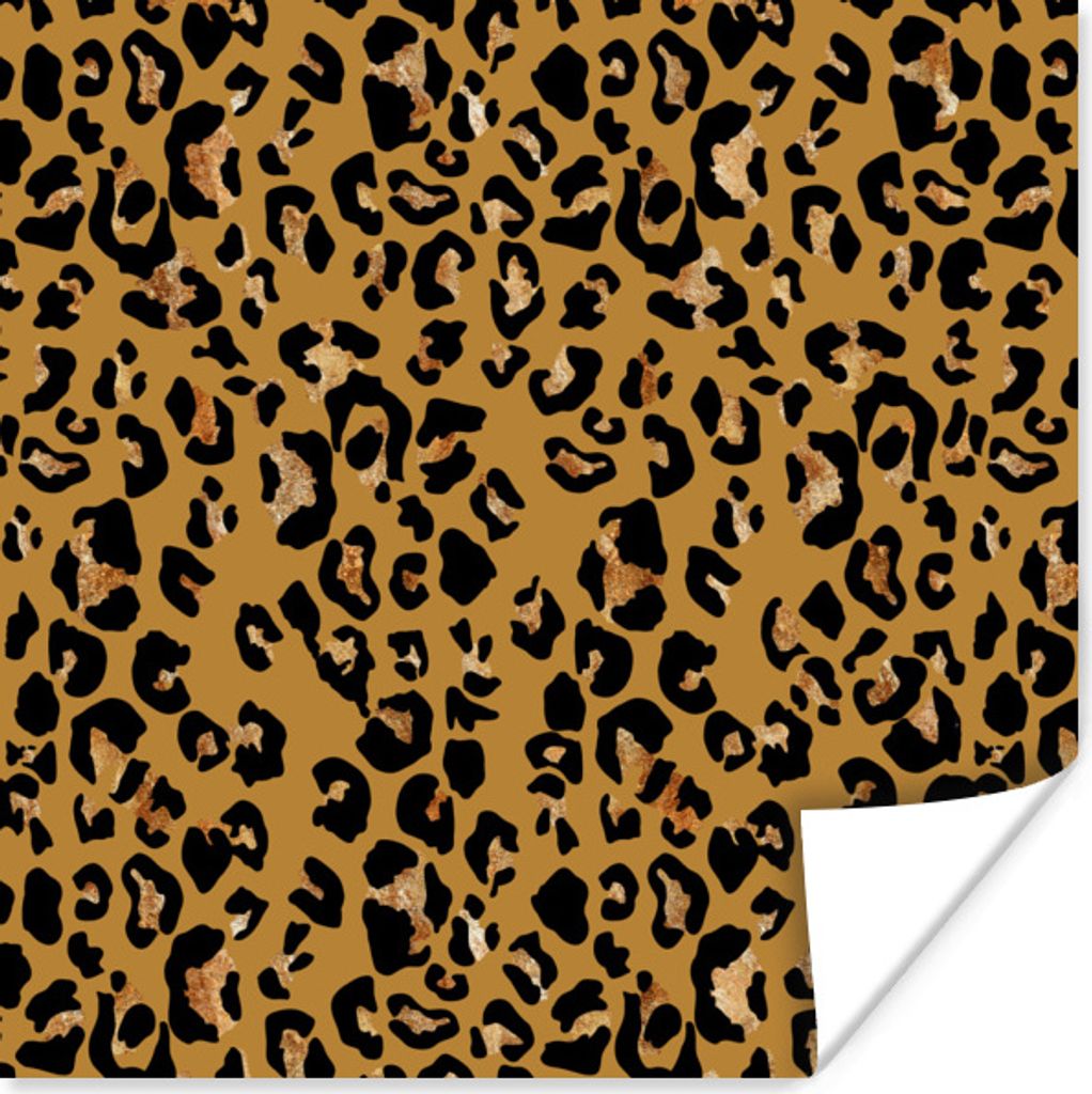 MuchoWow Poster Pantherdruck - Gelb - Gold 100x100 cm - Babyzimmer