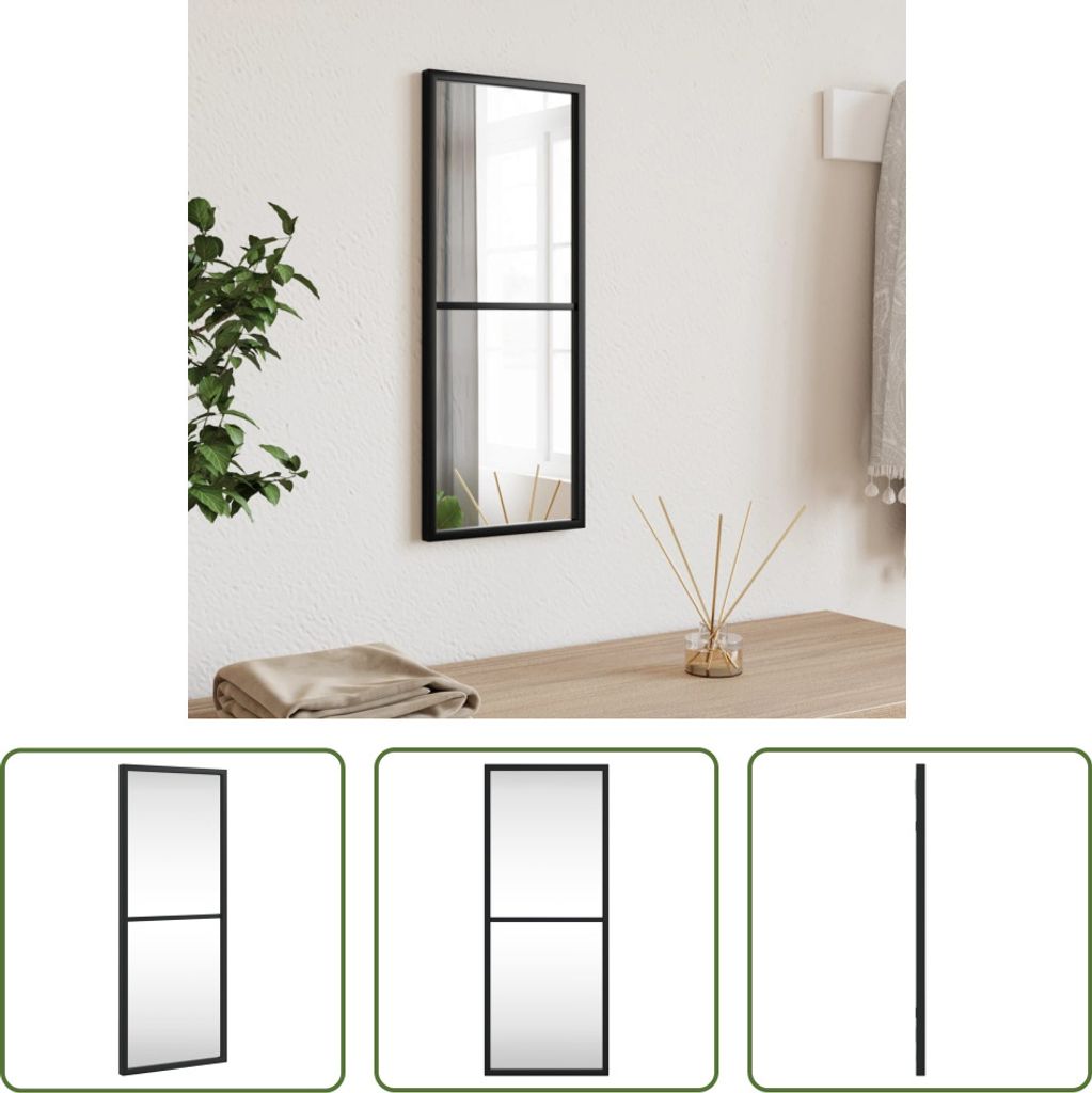 The Living Store Wandspiegel Schwarz 20x50 cm Rechteckig Eisen