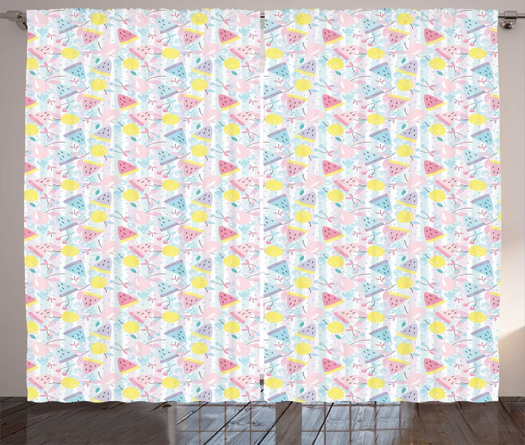 Rideaux de Fenêtre pour Ambiance Estivale Salon Fruits 280 x 225 cm