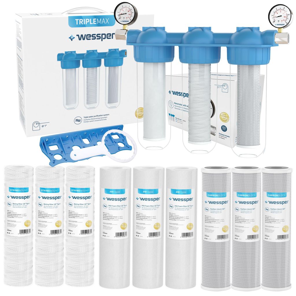 WESSPER TRIPLEMAX 3-stufiger Ganzhaus-Wasservorfilter 3/4" Produktbild 