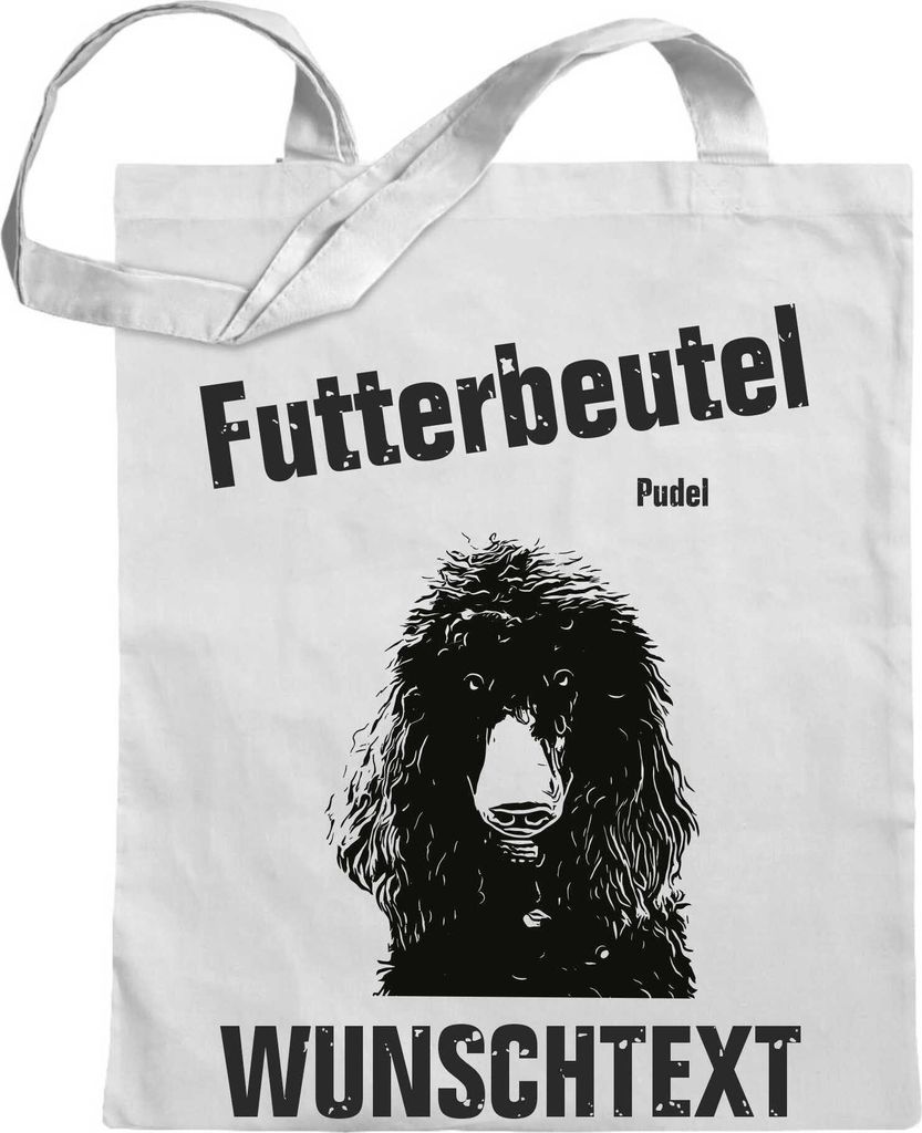Kiwistar Futterbeutel - Pudel - Einkaufsbeutel Wunschtext mit Motiv Hund - Jutebeutel bedruckt - Tragetasche Stoffbeutel Umhängetasche Langer Henk...