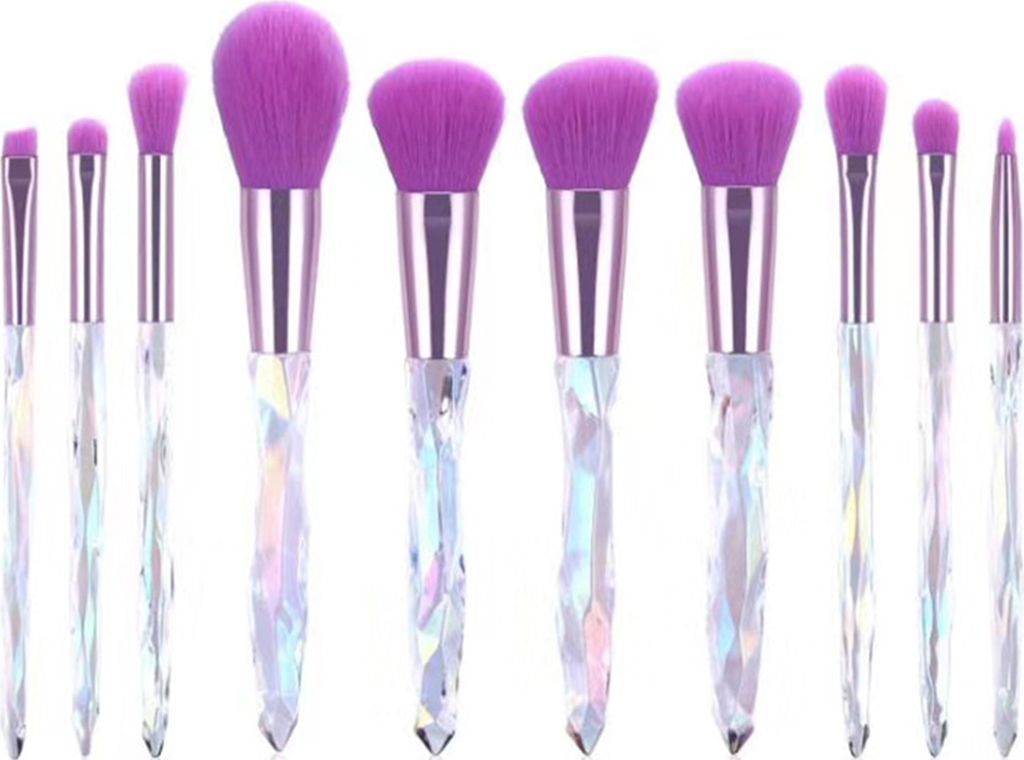 10-teiliges Make-up-Pinselset mit Kunstkristallgriff, tragbares Multifunktions-Make-up-Pinselset für Foundation, loses Puder, Rouge, Lidschatten, ...