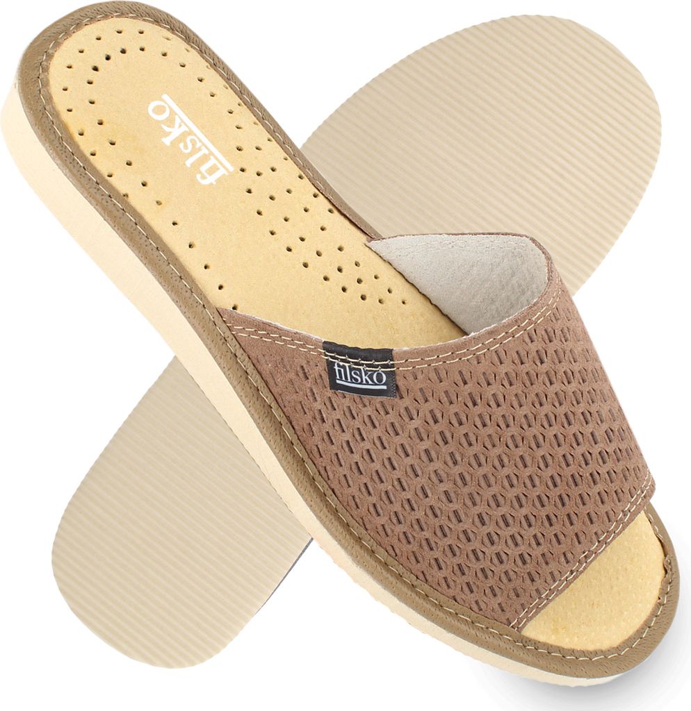 filsko Almada Damen Pantoletten offene Hausschuhe mit Rautenmuster Gr. 36-41
