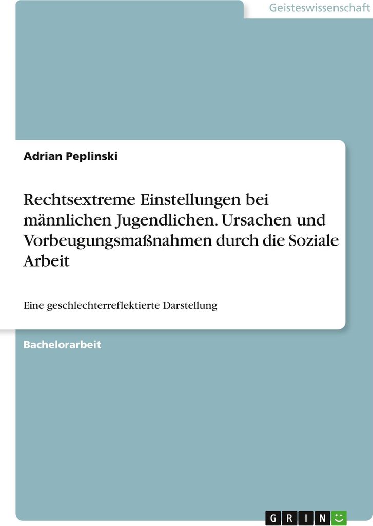 Rechtsextreme Einstellungen bei männlichen Jugendlichen. Ursachen und Vorbeugungsmaßnahmen durch die Soziale Arbeit