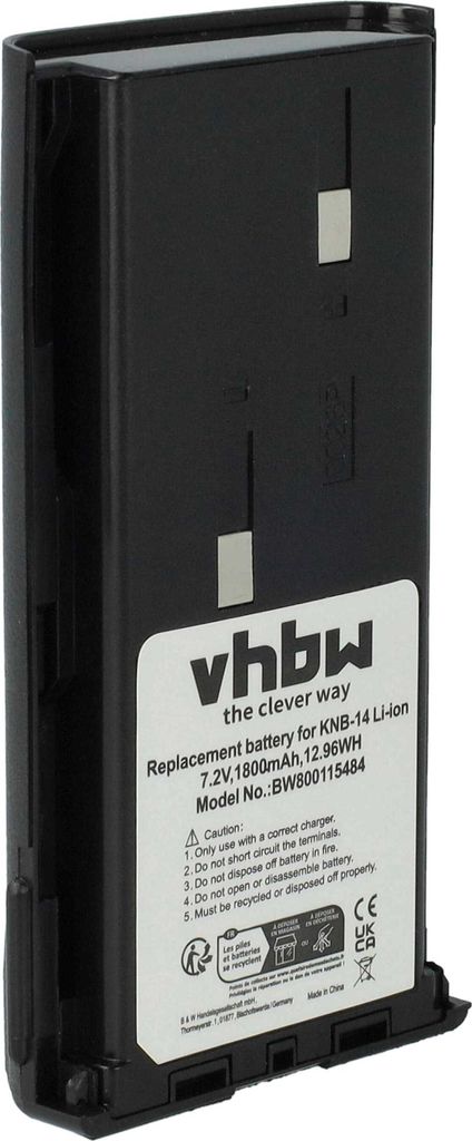 vhbw Akku kompatibel mit Kenwood TK-370, TK-372, TK-360G, TK-360, TK-3107, TK-3107 M6, TK-370G Funkgerät, Walkie Talkie (1800 mAh, 7,4 V, Li-Ion)