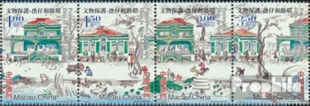 Briefmarken Macau 2003 Mi 1273-1276 Viererstreifen (kompl.Ausg.) postfrisch Architektonisches Erbe