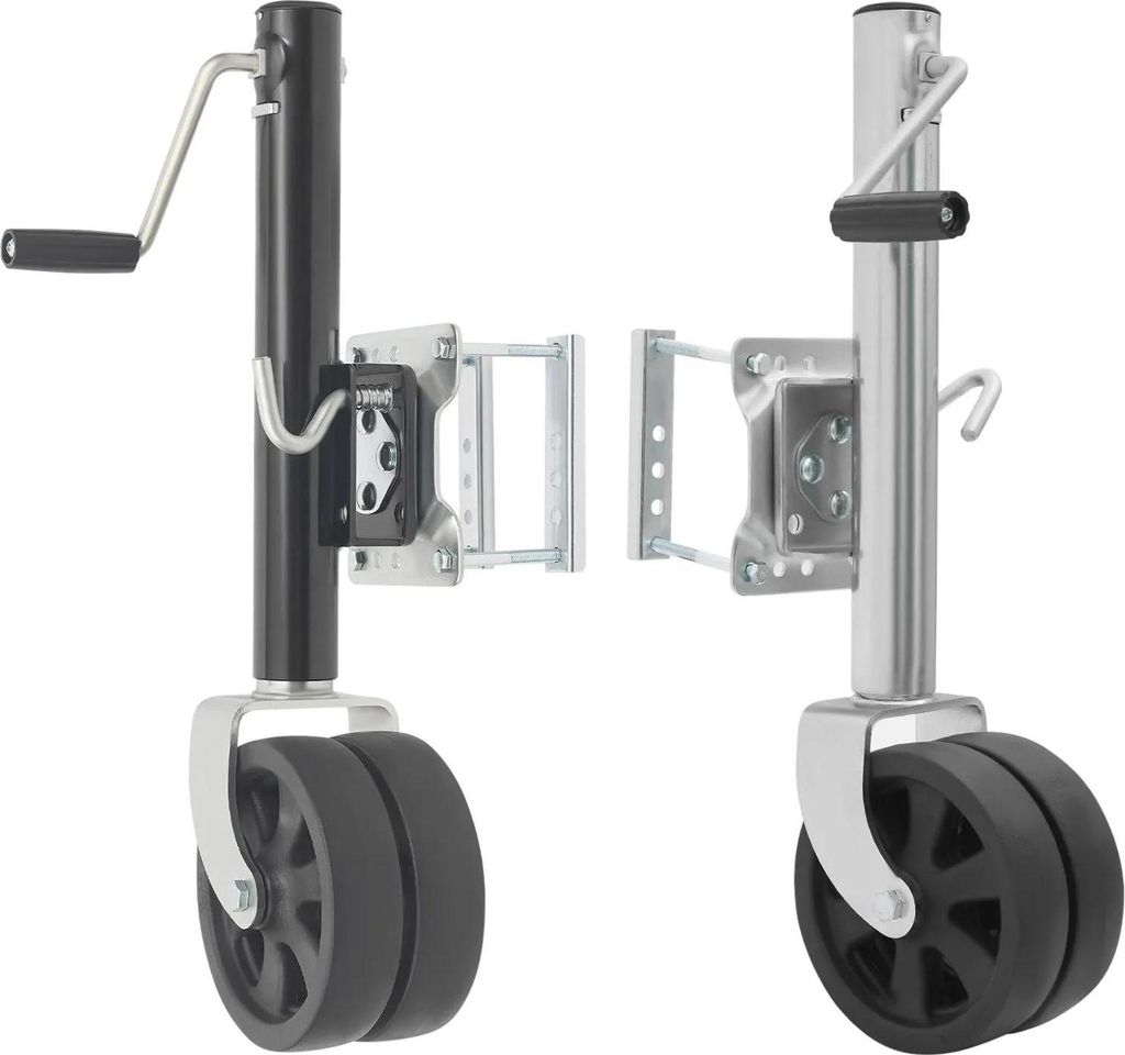 Anhänger Stützrad/Jockeyrad - Doppelrad - Tragkraft 907 kg - Hub 26 cm - Rad 20,3 cm - Schwerlast - Silber