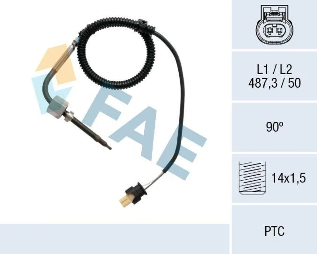 FAE 68015 Sensore temperatura gas di scarico OE 135531 compatibile con Vito, Viano, Sprinter, Classe S, Classe R, Classe M, GLE, Classe GL, Classe G, Classe E
