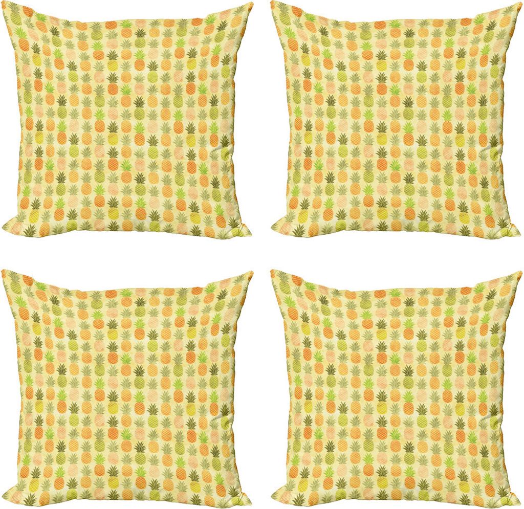 ABAKUHAUS Jahrgang Kissenbezug Set (4 Stück), Tropical Hawaii Entwurf, Moderner Doppelseitiger Digitaldruck, 45 cm x 45 cm, Mehrfarbig