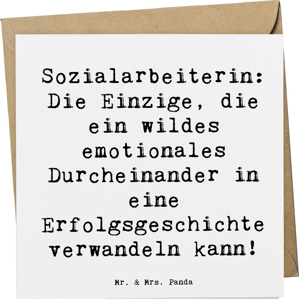 Mr. & Mrs. Panda Klappkarte Spruch Sozialarbeiterin Erfolg - Weiß - Geschenk, Berufe, Glückwunschkarte, Geschenke mit Herz, Familienberatung, anl...