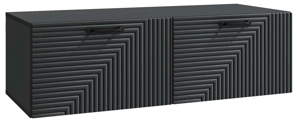 Meuble TV suspendu gain de place noir 98 cm pour studio et petit salon