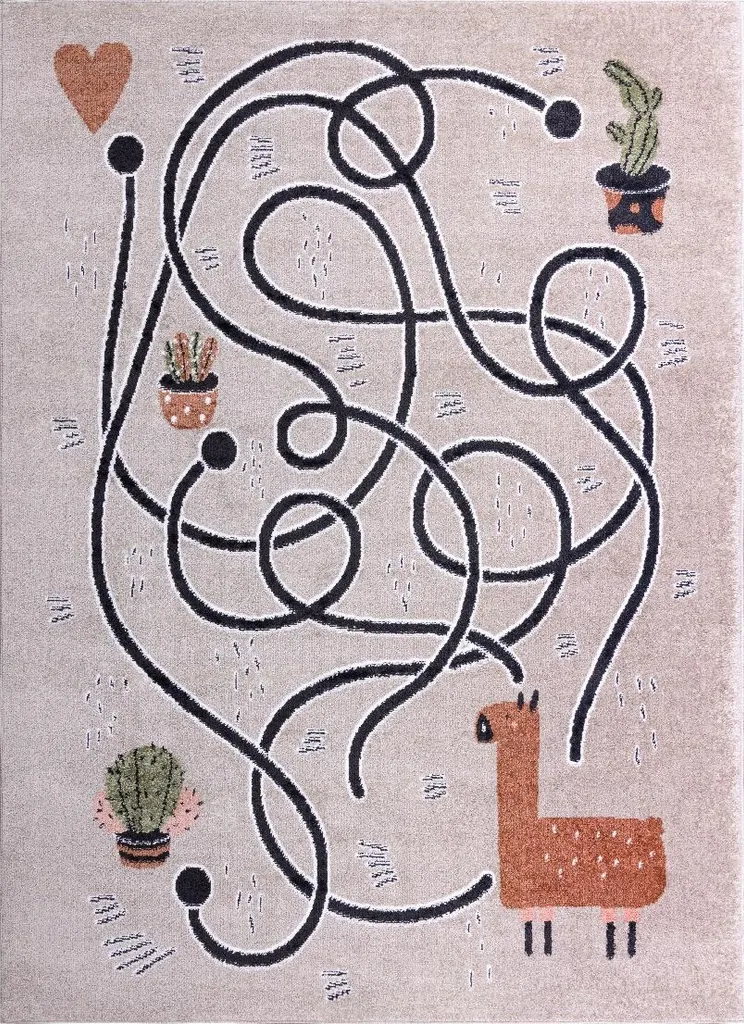 Grand tapis de jeu enfant lama beige 140x190 cm pour chambre et éveil