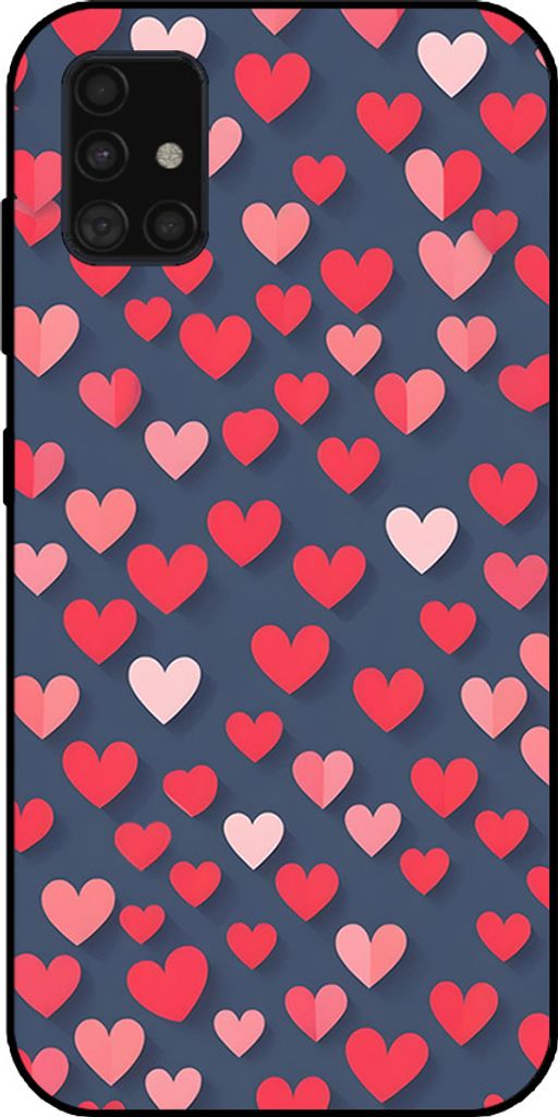 Smartphonica Telefon Fall fit für Samsung Galaxy A51 4G mit rosa und roten Herzen Impressum - TPU Backcover Fall mit rosa und roten Herzen Design