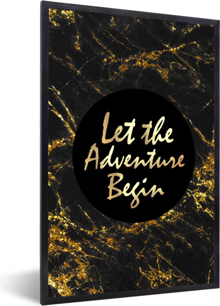 MuchoWow Gerahmtes Poster Zitat - Außen - Gold - Marmor 20x30 cm - Poster mit Schwarzem Bilderrahmen Wandposter Rahmen Foto Bilder - Drucken - B...