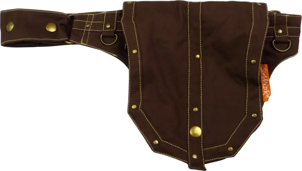 Sac banane Simandra marron avec rivets et sangle réglable à zip