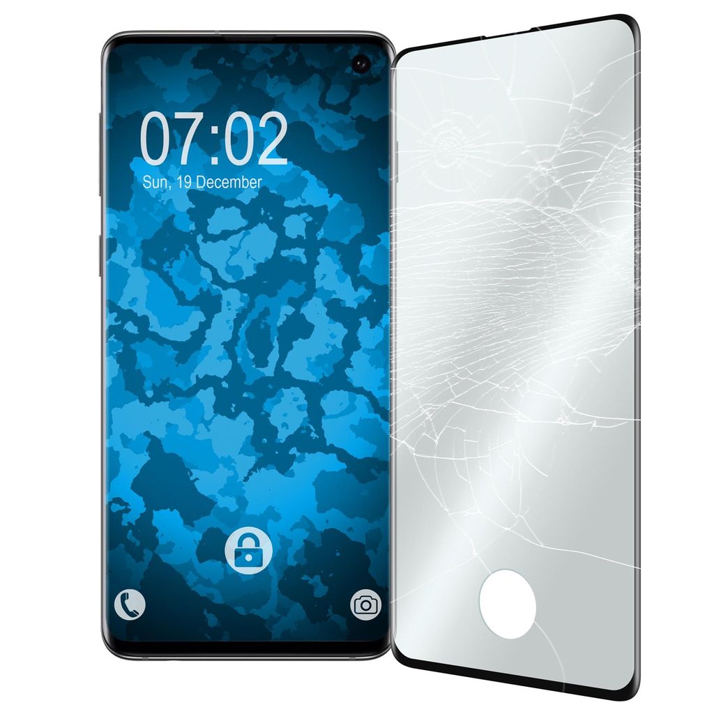 1er-Pack PhoneNatic Glas-Folie klar full-screen 3DPlus schwarz kompatibel mit Samsung Galaxy S10 - Panzerglas für Galaxy S10