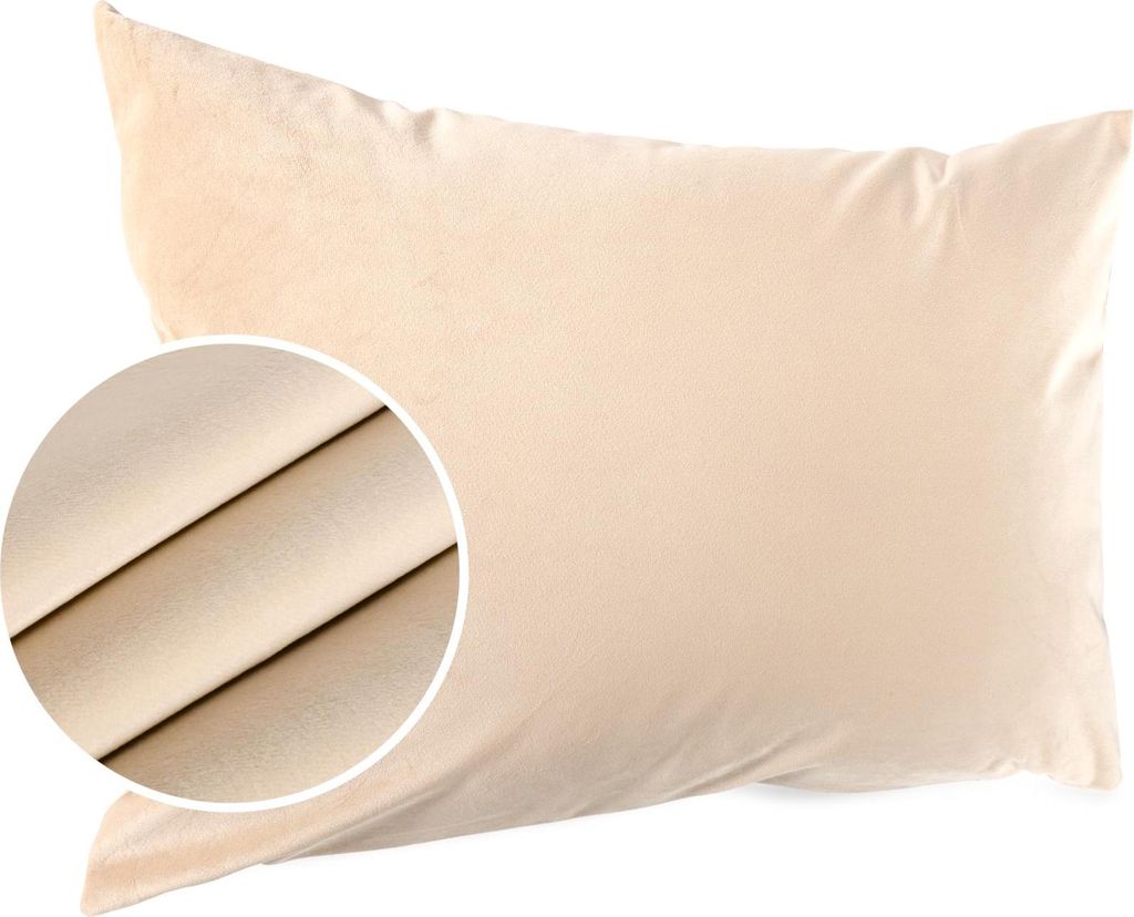 Dekokissen 30x50cm Kissenhülle ohne Füllung Kissenbezug mit Reißverschluss Einfarbig Samt Uni Beige