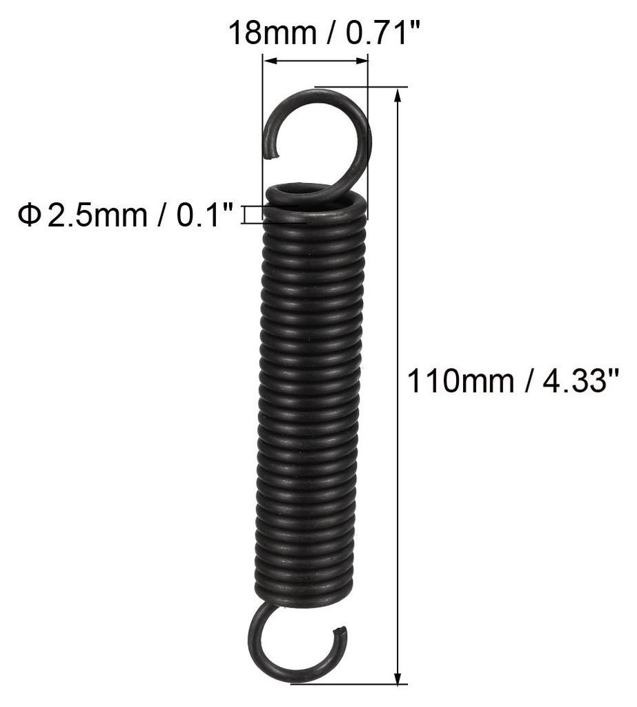Zugfeder - 2,5mm Drahtdurchmesser , 18mm OD , 110mm Freie L?nge Federstahl Kleine Doppelhaken Spannfeder 2 Stš¹ck