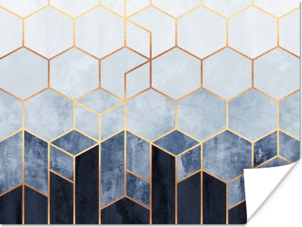 MuchoWow Poster Sechseck - Gold - Schablonen 160x120 cm - Foto Plakat