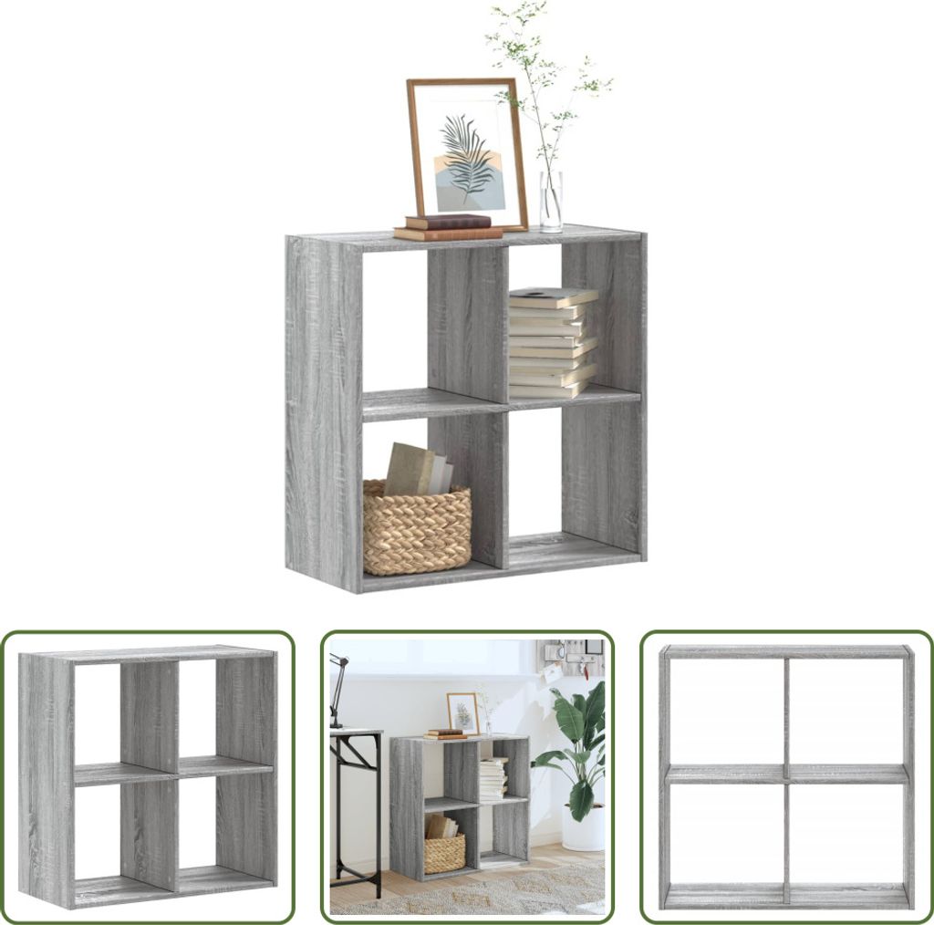The Living Store Bücherregal Grau Sonoma 68,5x32x68,5 cm Holzwerkstoff
