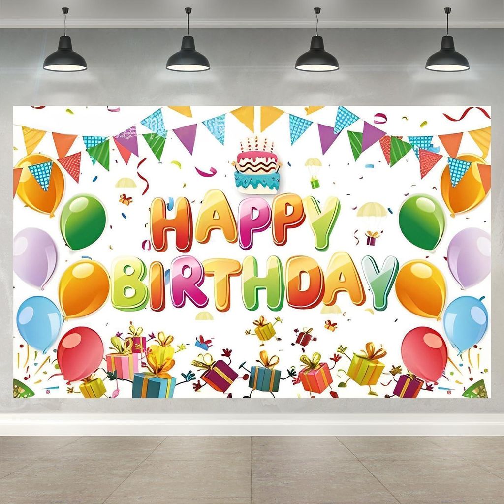 Geburtstagsdekorationen Banner Luftballons Geschenke Produktbild 