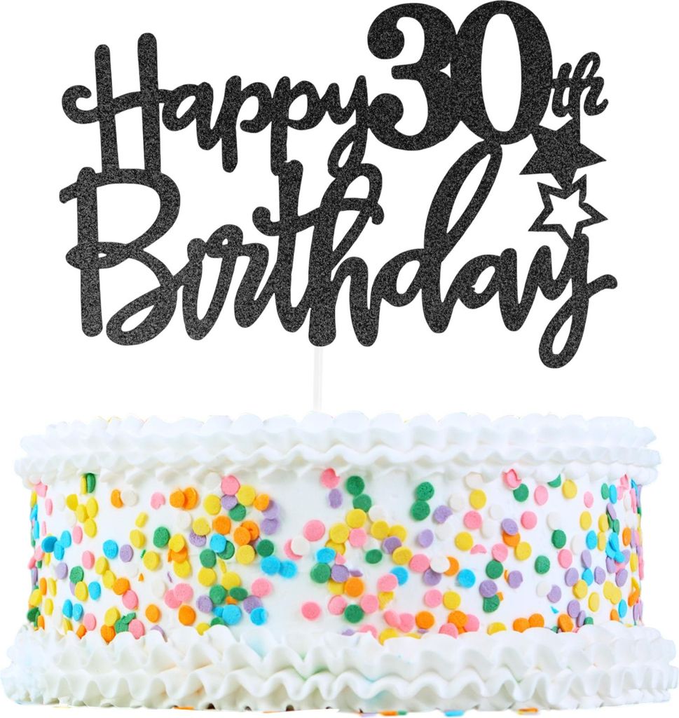 Kuchendekoration, Kuchenaufsatz, Kuchenaufsatzdekoration, Kuchendekorationszubehör zur Feier des 30. Geburtstags, Schwarz