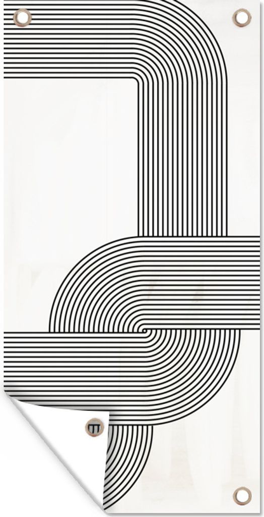 MuchoWow 30x60 cm Outdoor-Poster Gartendeko Sichtschutz Garten Poster für den Garten Kunst - Schwarz - Weiß - Linie