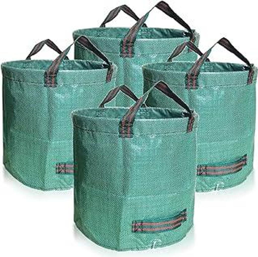 4er Set Gartensack -500L Gartenabfallsack mit extra verstärktem Boden -Heavy Duty Gartenarbeit Säcke, wiederverwendbare Mülleimer, für Gras Lau...