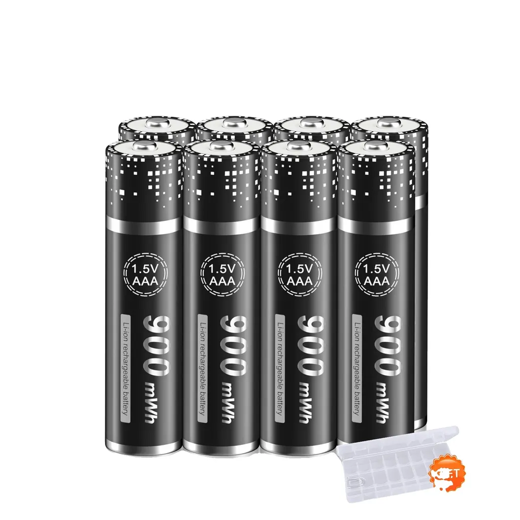Batterie AAA Ricaricabili Litio 1.5V Oro con Caricatore Intelligente