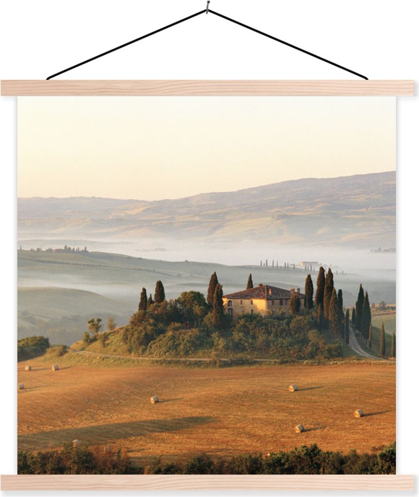MuchoWow Textilposter Toskana - Landschaft - Italien 120x120 cm mit holzfarbenen Rahmen - Textil-Poster
