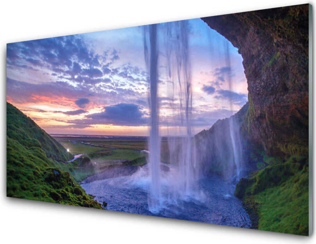 Küchenrückwand aus Glas 100x50cm Spritzschutz Wasserfall Landschaft