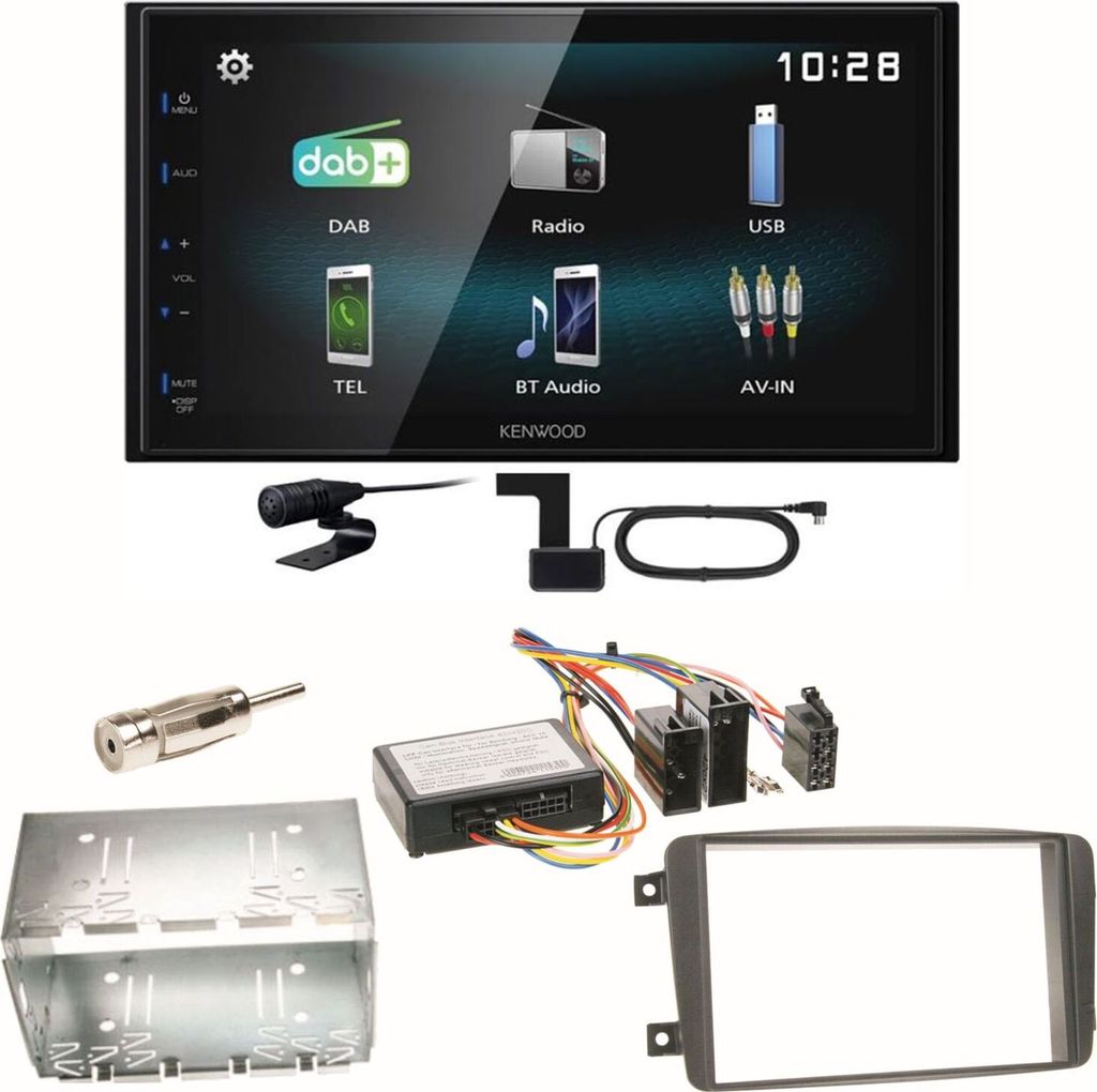 Kenwood DMX-125DAB USB DAB+ Einbauset für Mercedes C-Klasse W203 CLK W208 W209