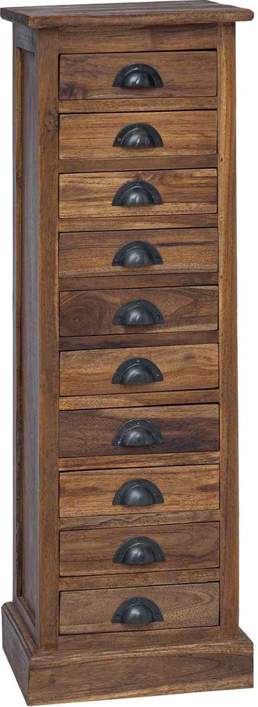 vidaXL Kommode mit Schubladen Natur 35 x 30 x 110 cm Massivholz Teak