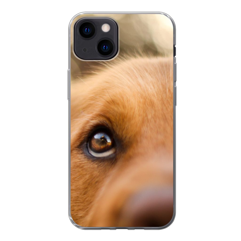MuchoWow Handyhülle Schutzhülle Hülle für iPhone 13 Das Glitzern im Auge des Golden Retrievers Silikon Softcase Handy Hülle - Karteninhaber
