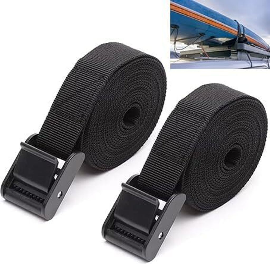Spanngurt Befestigungsgurt, 2 Stück Zurrgurt 2 m x 25 mm Spanngurte Expander mit Klemmen Spanngurte Spannbänder mit Klemmschloss (Schwarz)