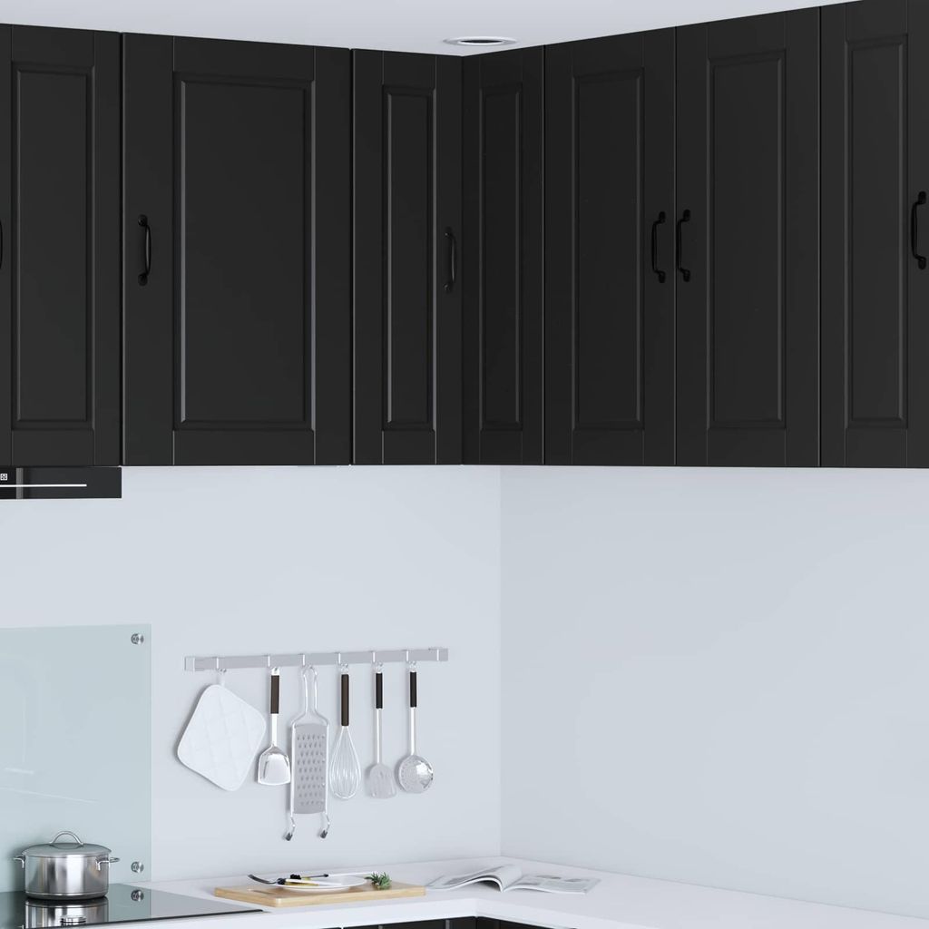 "Schlussverkauf" Küchenschrank/Sideboard - 1 pc - Aufbewahrungsschrank moderne - mit Regal Schwarz 57x57x80 cm Holzwerkstoff C10640