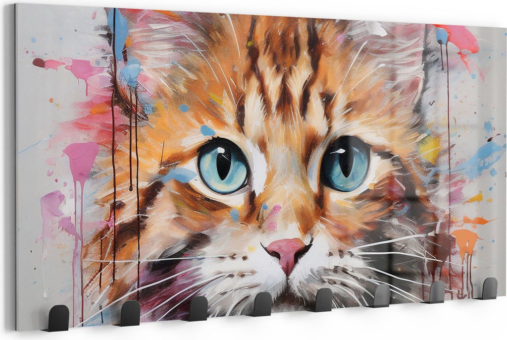 DEQORI Kleiderhaken Glas 60x30 cm 'Feliner Farbrausch' Wand Garderobe beschreibbar Paneel