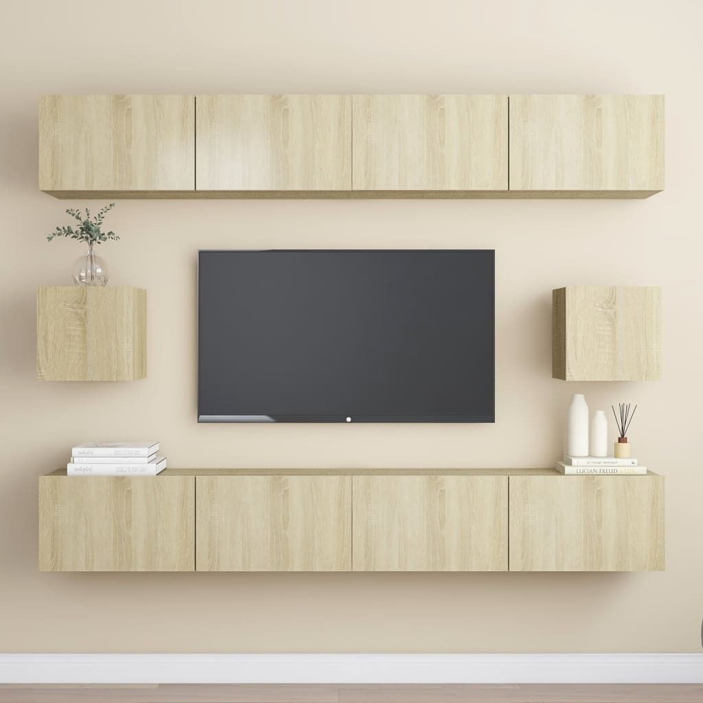 Möbel 6-tlg. TV-Schrank-Set Sonoma-Eiche Holzwerkstoff - TV-Lowboard 3078999