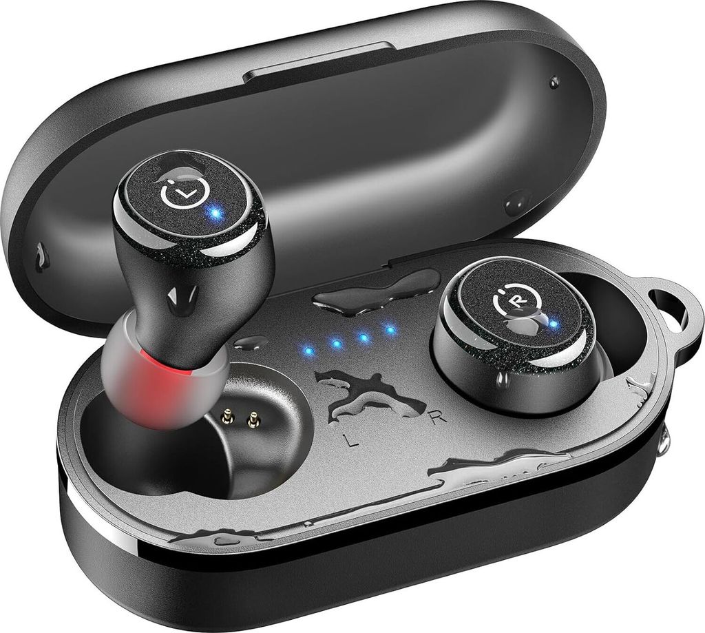 Bluetooth Kopfhörer, 55 Stdn. Spielzeit mit Kabelloser Ladebox, App Customize 16 EQ, Ergonomisches Design IPX8 Wasserdicht