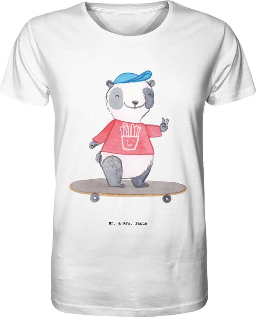 Mr. & Mrs. Panda T-Shirt Panda Longboard fahren Größe XL - Weiß - Geschenk, Herren, Bio-T-Shirt, Skaten, Tshirt, Oberteil, Herren-T-Shirt