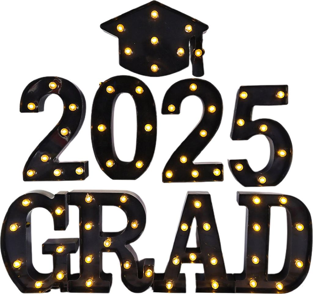Leuchtbuchstaben für den Abschluss 2025, LED-Buchstabenschilder „Congrats“, Partyzubehör für den Kindergarten, die Vorschule, die High Schoo...