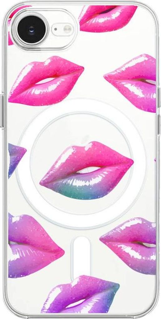 iPhone 16e Hülle mit MagSafe, Transparent, Silikon Flexi, Hologramm Lippen