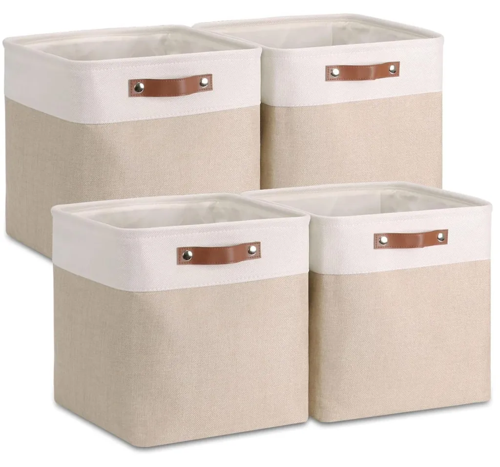 Rangement Efficace contre le Désordre, Lot de 4 Boîtes Cubiques en Tissu