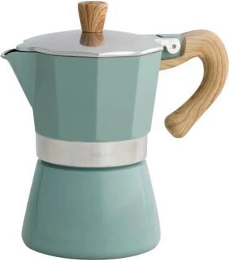 Cafetière italienne moka 3 tasses Caffera aluminium coloris turquoise