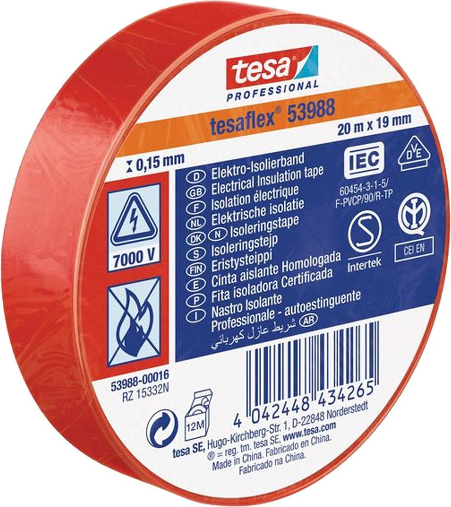 TESA Professional Isolierband 7000V 20 x 19 mm rot - 53988