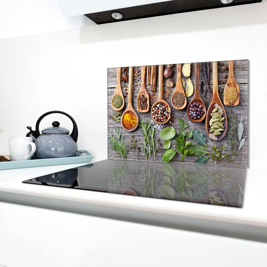 TMK Piastra Copri Fornelli In Vetro Temperato 80x52 Cm | Paraschizzi E Tagliere Decorativo Con Motivo Mare E Sole | Protezione Per Piano Induzione E Gas | Accessorio Cucina Elegante - 2