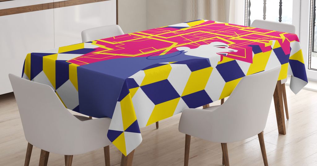 ABAKUHAUS Cover Girl Zusammenfassung Tischdecke, Pop-Art GlÃ1/4ckliche, FÃ1/4r den Inn und Outdoor Bereich geeignet Waschbar Druck Klar Kein Verb...