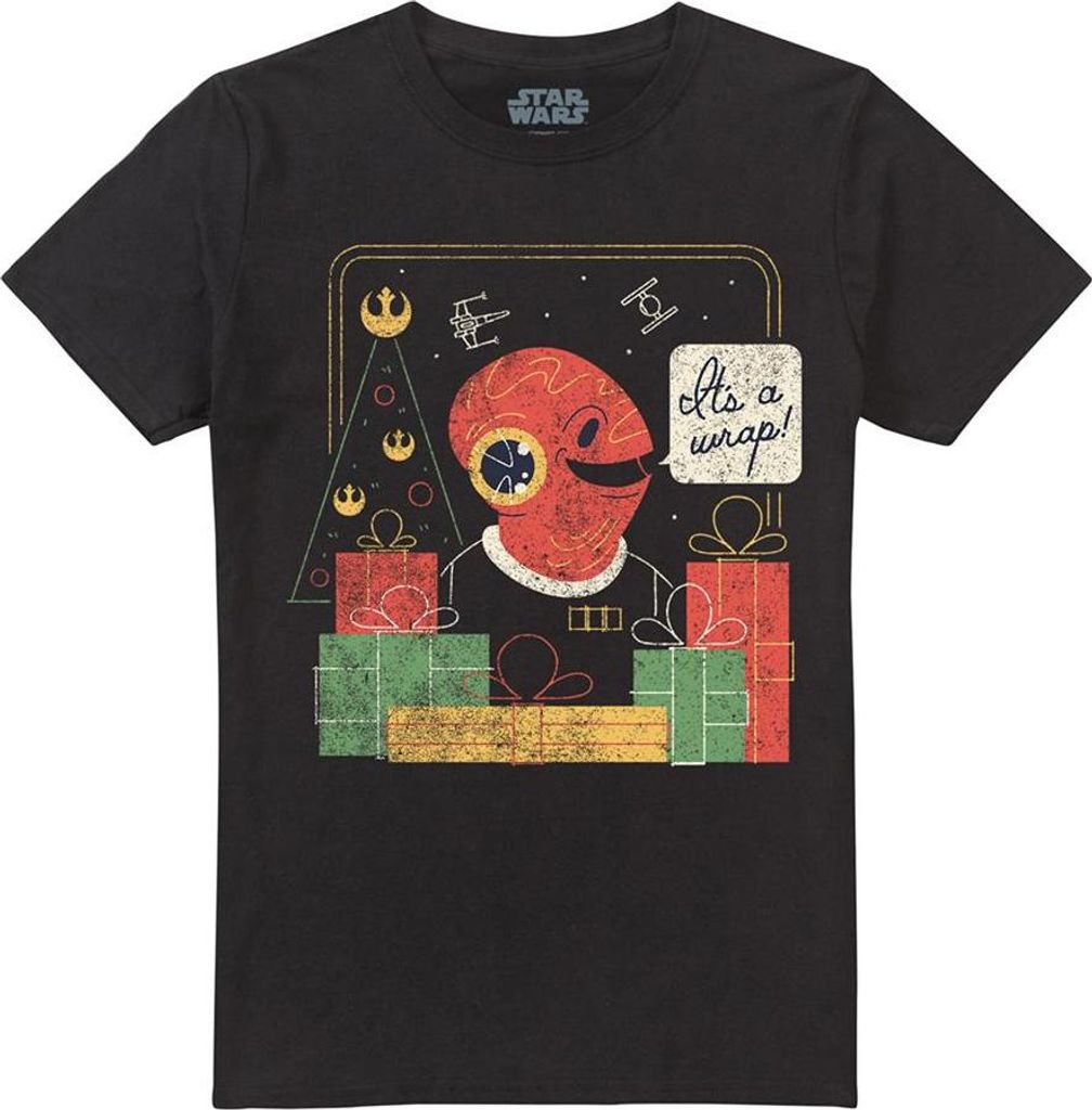 Star Wars - "Wrap Trap" T-Shirt für Herren/Damen Uni, weihnachtliches Design TV26420 (XXL) (Schwarz)